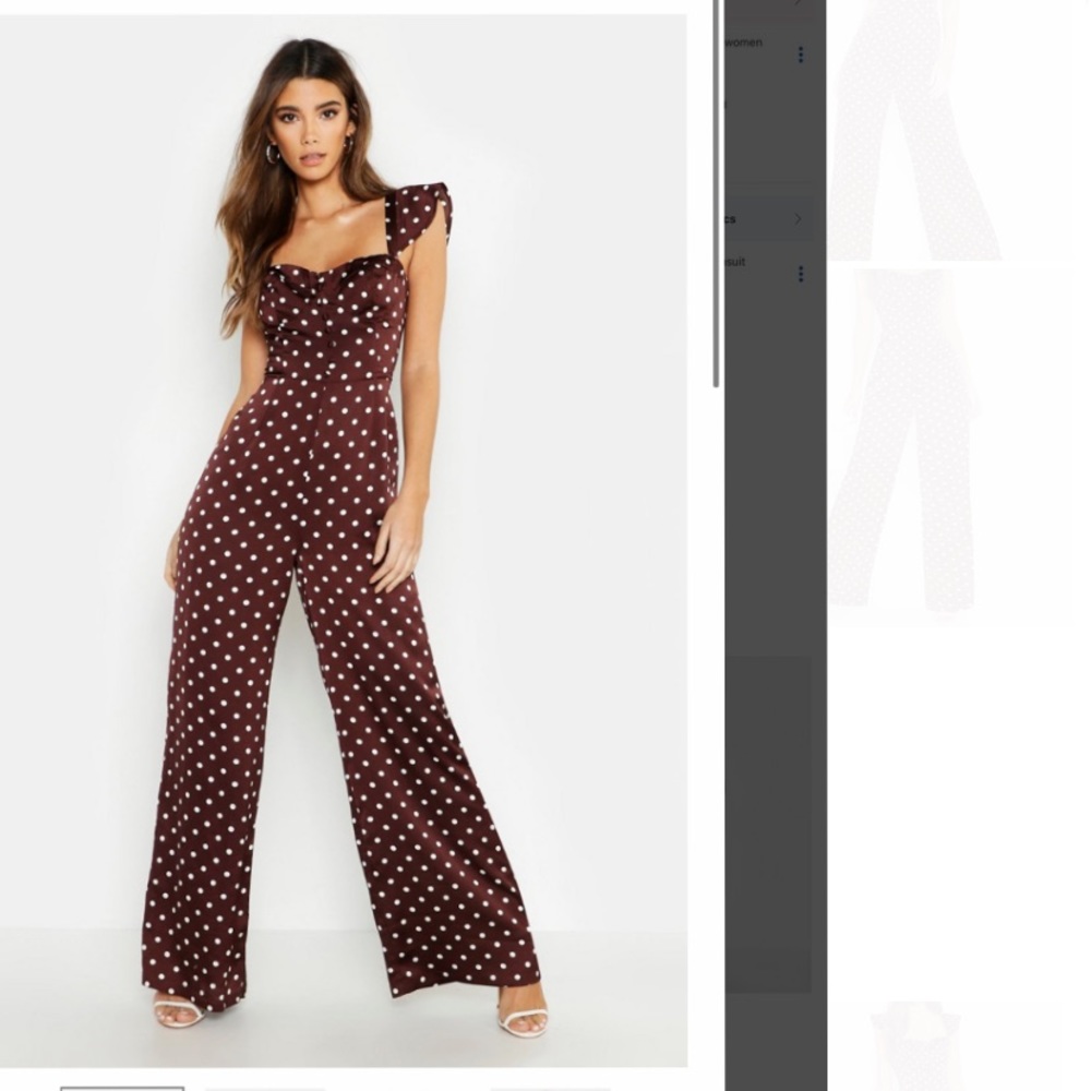 Brown polka dot jumpsuit